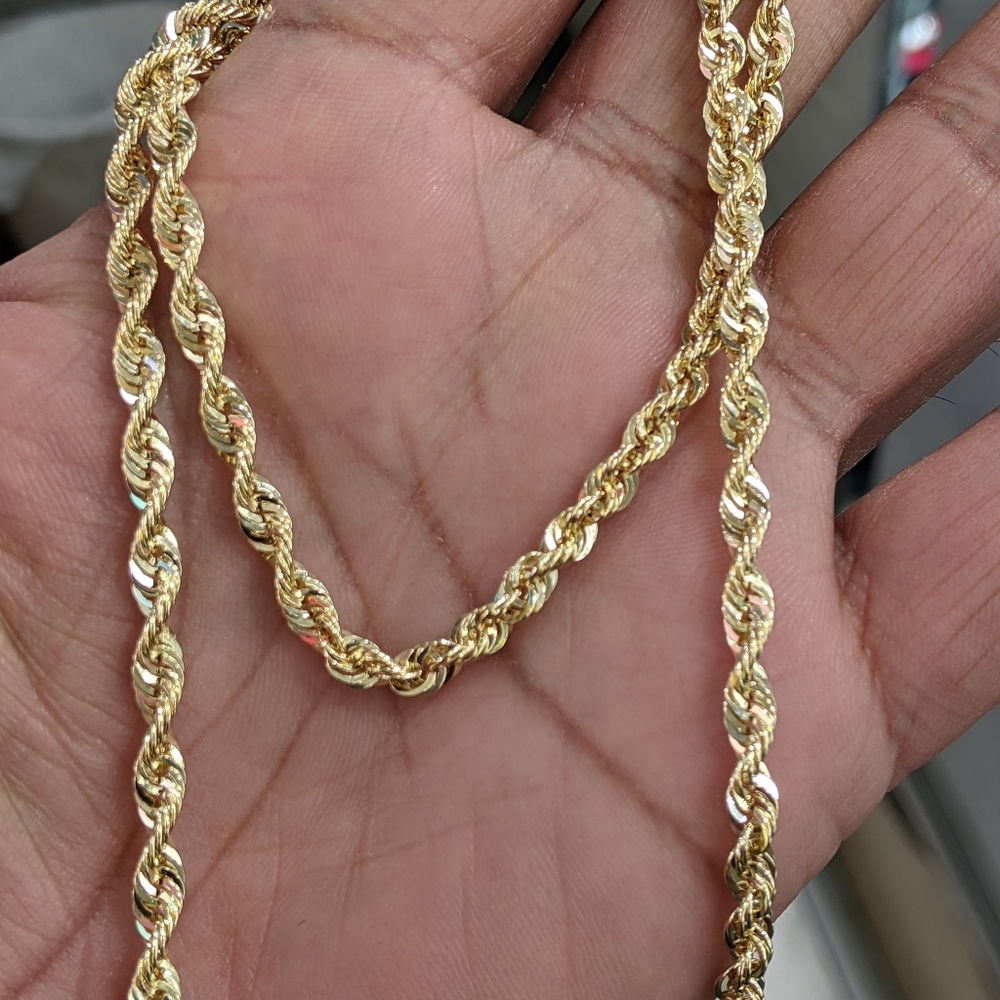 10kt Real Gold Rope Chain 4mm 24 inch